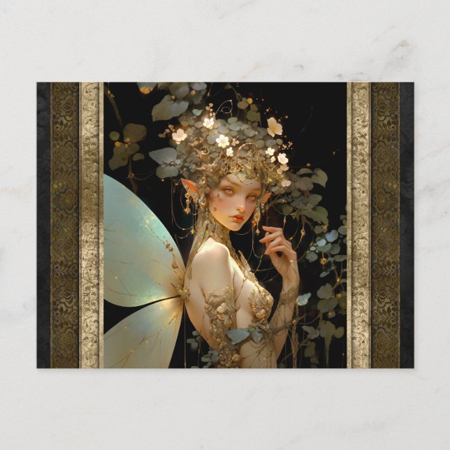 Postal Chica de hadas de oro Fantasy Art (Anverso)