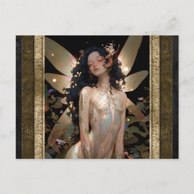 Postal Chica de hadas de oro Fantasy Art (Anverso)