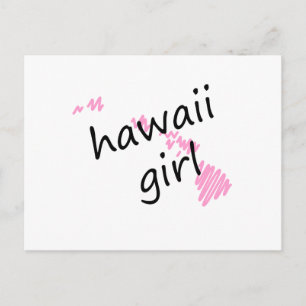 Postal Chica de Hawái con mapa de Hawái con gritos