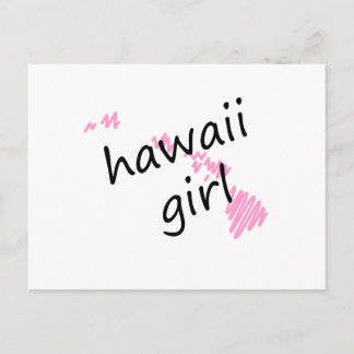 Postal Chica de Hawái con mapa de Hawái con gritos