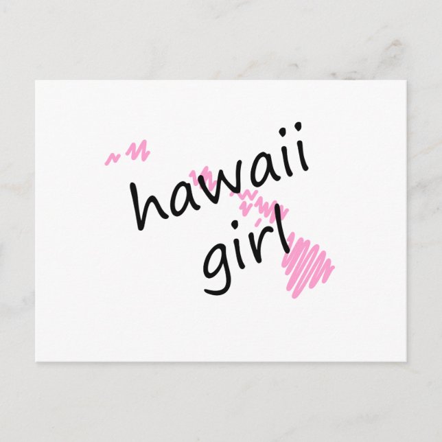 Postal Chica de Hawái con mapa de Hawái con gritos (Anverso)
