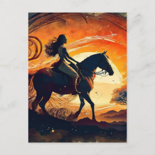 Postal CHICA de IA y su caballo