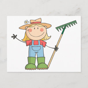 Postal Chica de jardinería saludando