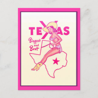 Postal CHICA de la vendimia de viajes del estado de TEXAS