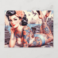Chica de la vieja escuela de tatuaje de vintage