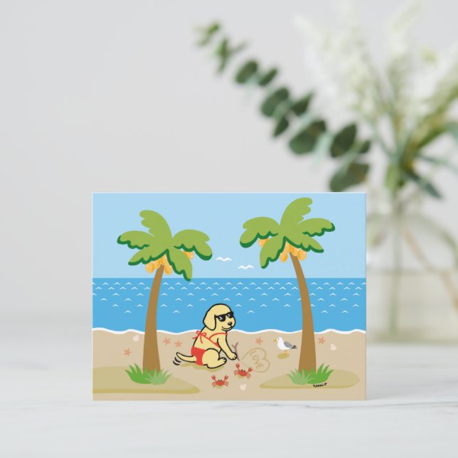 Postal Chica de Labrador Bikini amarillo (Anverso de pie)
