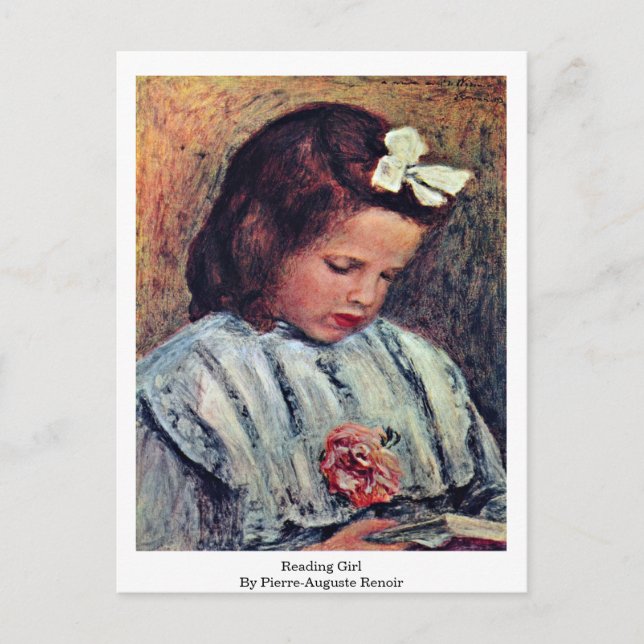 Postal Chica De Lectura Por Pierre-Auguste Renoir (Anverso)