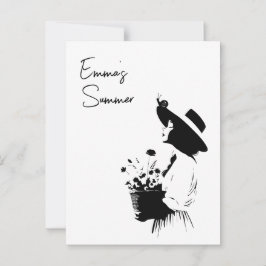 Postal Chica de línea de arte con texto Personalizado de 