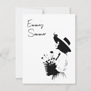 Postal Chica de línea de arte con texto Personalizado de