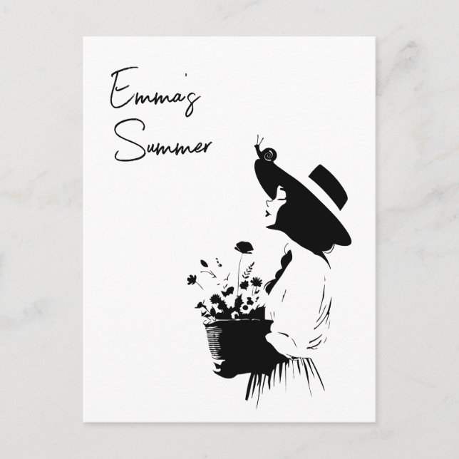 Postal Chica de línea de arte con texto Personalizado de  (Anverso)