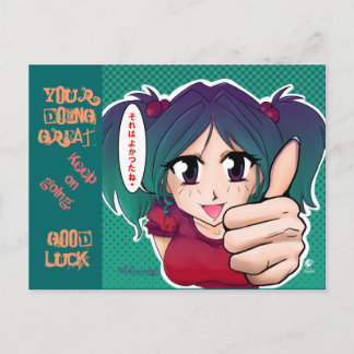 Postal Chica de manga con el pulgar hacia arriba - tarjet