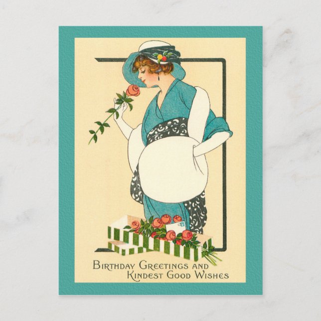 POSTAL CHICA DE MATINEE CUMPLEAÑOS ART DECO (Anverso)