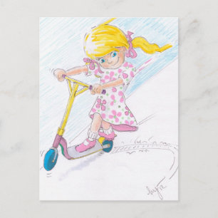 Postal Chica de microscooter Personalizado Cute