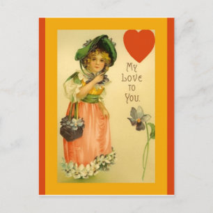 Postal Chica de moda de antaño Valentine Bonito Copia de 