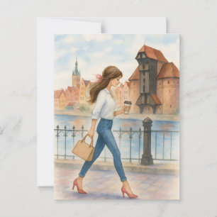Postal Chica de moda en Gdansk, Polonia
