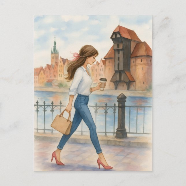 Postal Chica de moda en Gdansk, Polonia (Anverso)