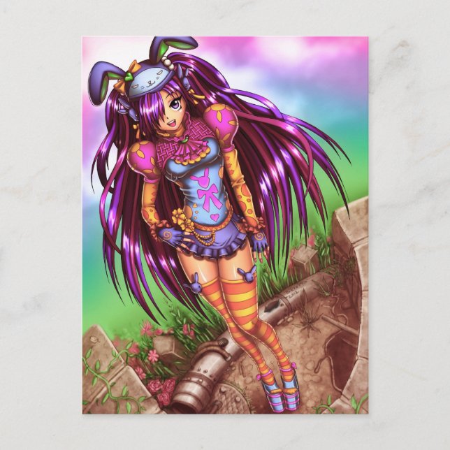 Postal Chica de moda japonesa Anime (Anverso)
