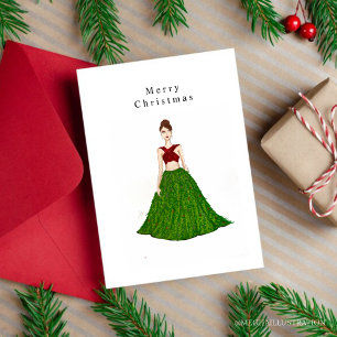 Postal chica de navidades, boceto de moda,