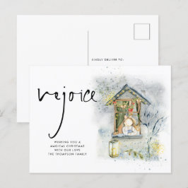 Postal Chica de Navidades de guiones de alegría en la ven
