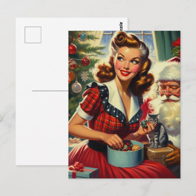Postal Chica de Navidades retro (Anverso / Reverso)