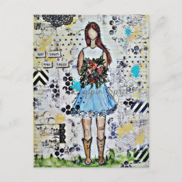 Postal Chica de país. Arte multimedia original