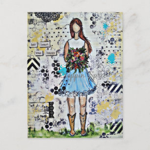 Postal Chica de país. Arte multimedia original