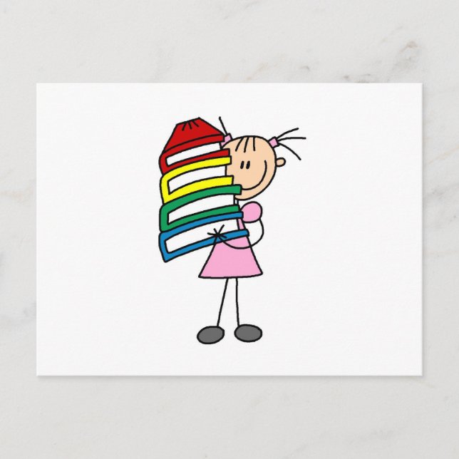 Postal Chica de Palitos con Libros (Anverso)