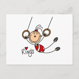 Postal Chica de palitos en camisetas y regalos de anillos