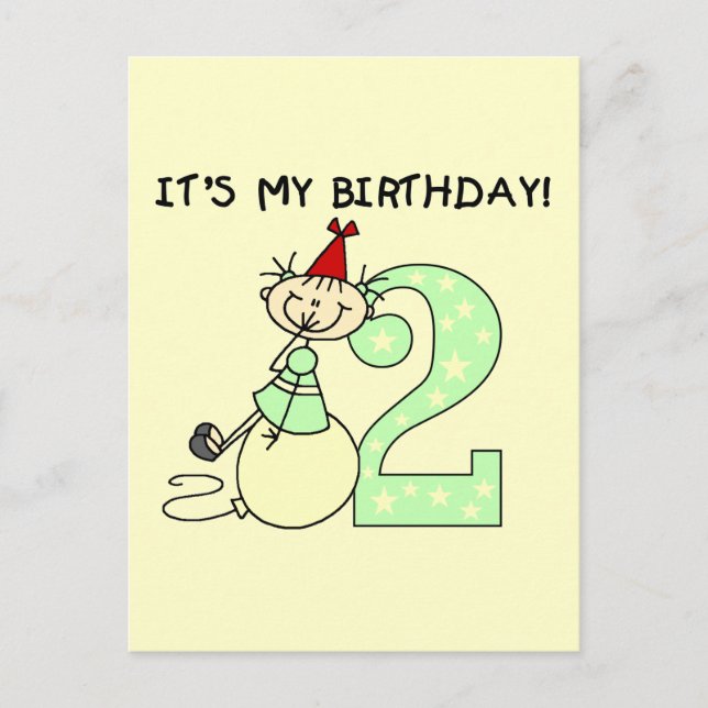 Postal Chica de palo camisetas de cumpleaños y regalos (Anverso)