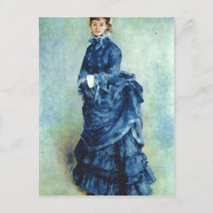 Postal Chica de París la dama de azul por Pierre Renoir