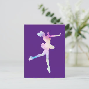 Postal Chica de patinaje sobre hielo acuarela