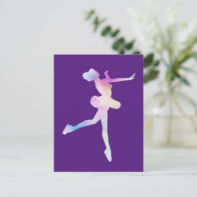 Postal Chica de patinaje sobre hielo acuático (Anverso de pie)