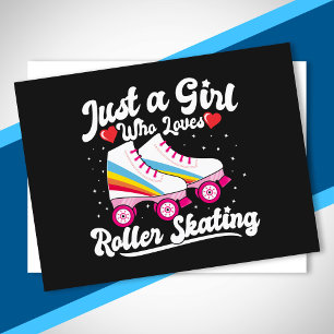 Postal Chica de patines - Chica que ama patinar sobre rue