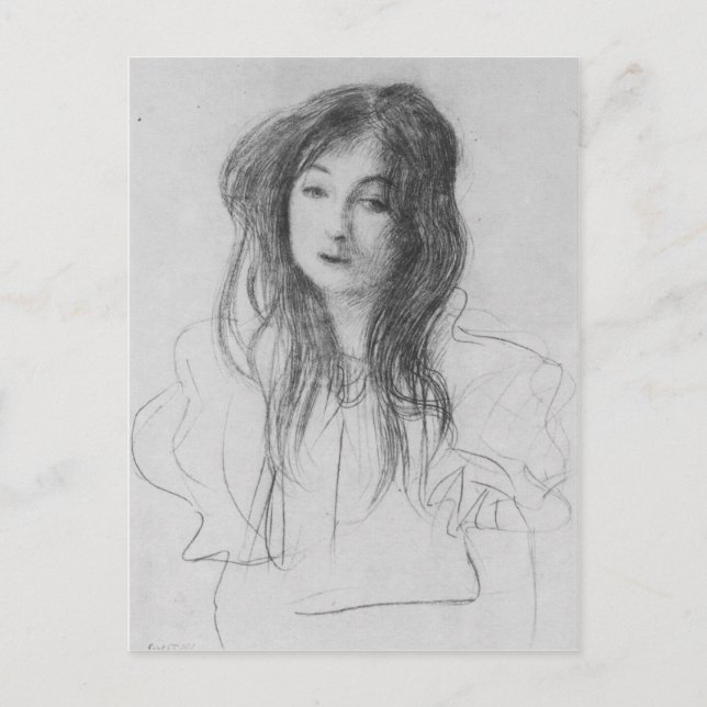 Postal Chica de pelo largo por Gustav Klimt (Anverso)