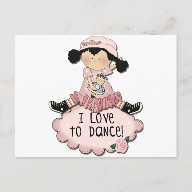 Postal Chica de pelo negro Camisetas de baile y regalos (Anverso)