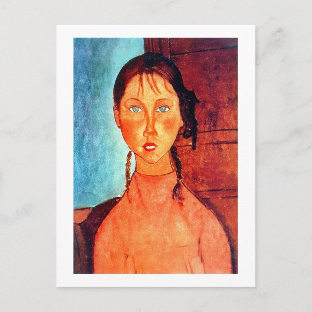 Postal Chica de Pigtails, Modigliani (Anverso)