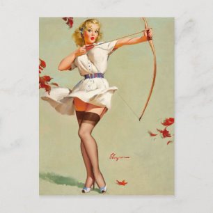 Postal Chica de Pin-Up de Tiro con Arco