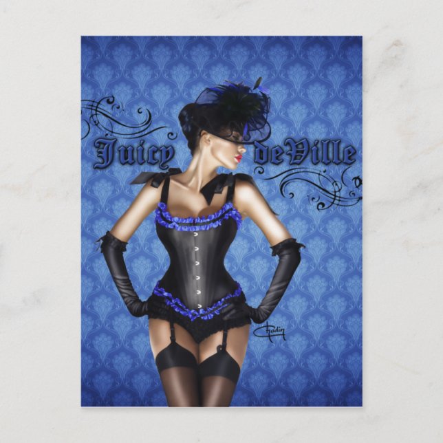 Postal Chica de Pin-up Juicy deVille de Chadin" (Anverso)