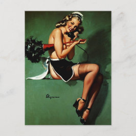 Postal Chica de Pinup de doncella francesa retro vintage