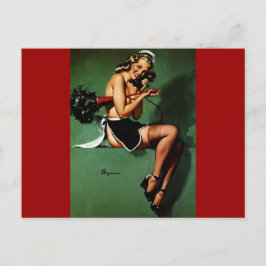 Postal Chica de Pinup de doncella francesa retro vintage