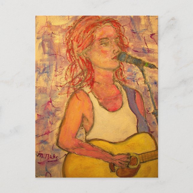 Postal Chica de postcard de Música Amor Paz acústica (Anverso)