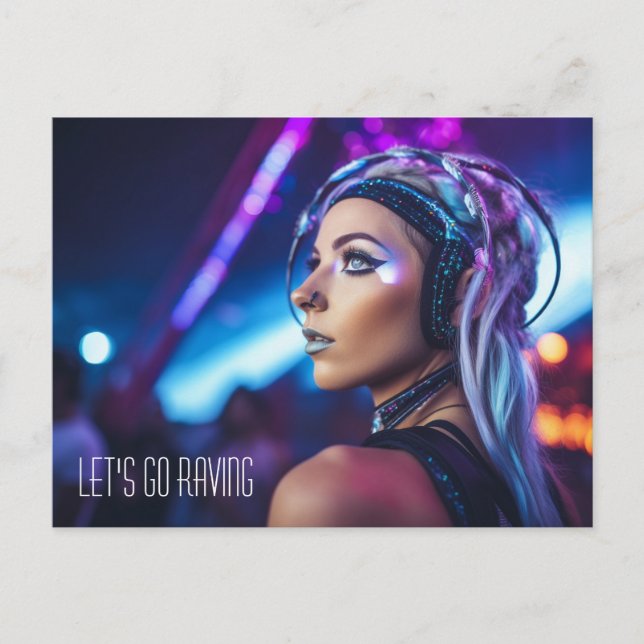 Postal Chica de rave de Miami EDM (Anverso)