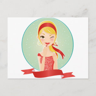 Postal Chica de rojo