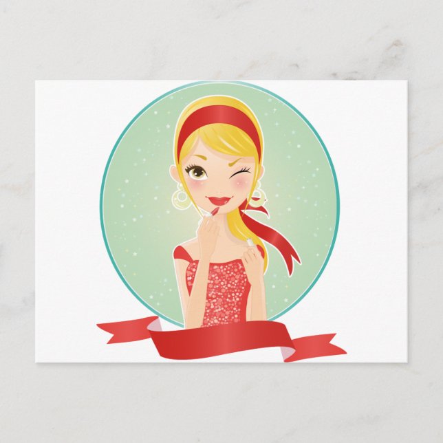 Postal Chica de rojo (Anverso)