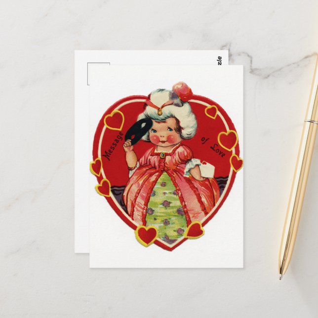 Postal chica de San Valentín retro vintage (Anverso/Reverso In Situ)