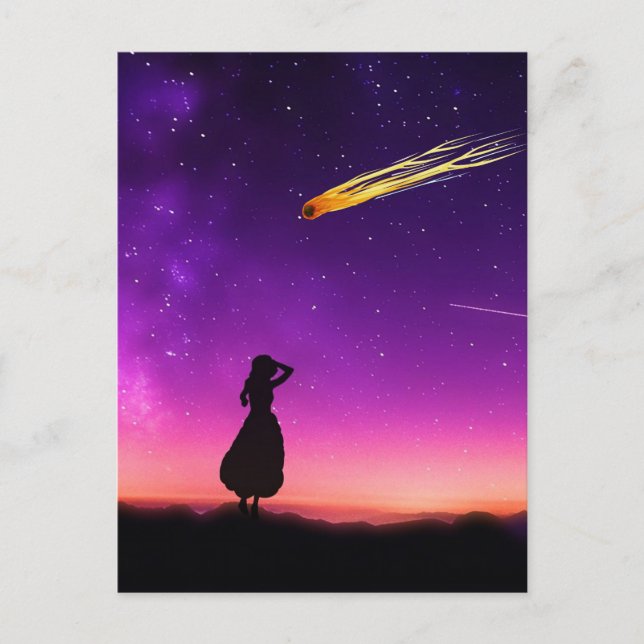 Postal Chica De Silhouette Ve El Accidente Del Meteor En  (Anverso)