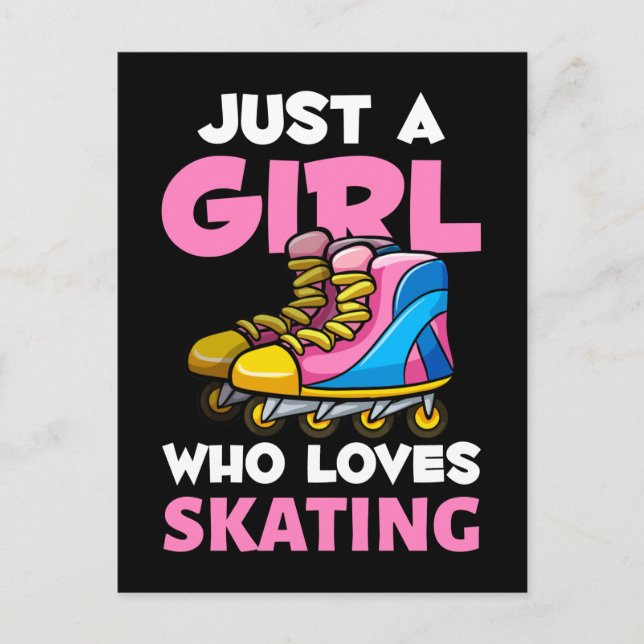 Postal Chica de Skater en línea Retro Inline Skates Lover (Anverso)