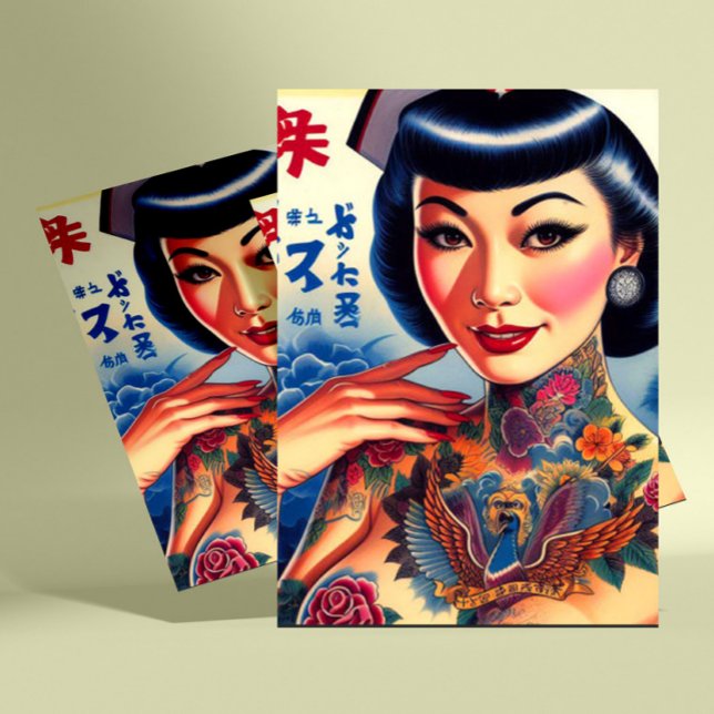 Postal Chica de tatuaje oriental (Subido por el creador)