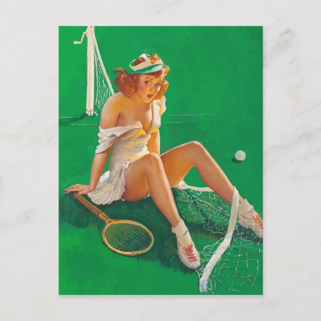 Postal Chica de tenis Pin Up (Anverso)