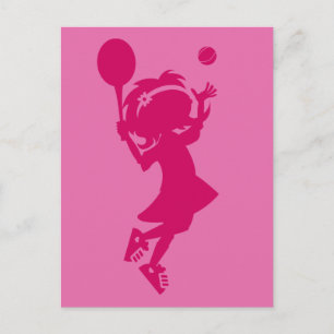 Postal Chica de tenis Silhouette Postcard